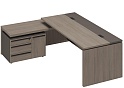 Стол руководителя с кабель-каналами с брифинг-приставкой боковой левый