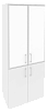 Офисный шкаф высокий широкий с белым стеклом в раме